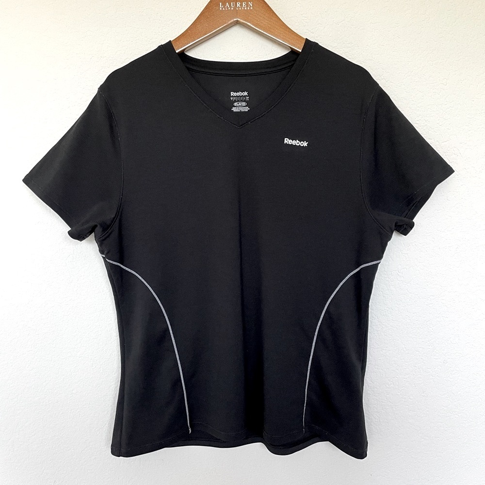 REEBOK black gym jogging t-shirt top stretchy